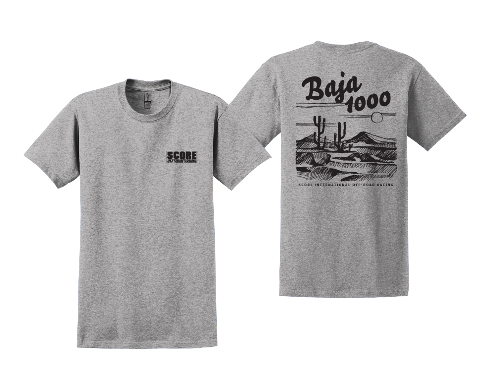 BAJA 1000 Desert Tee Grey – SCORE International Off Road Racing