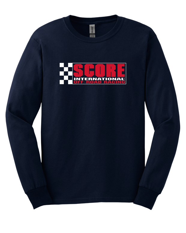 SCORE Logo Checks Tee - Long Sleeve - Navy