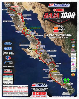 SCORE 2023 BAJA 1000 Official Course Map Poster