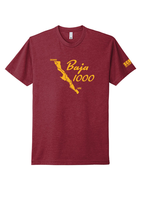 Baja Gold on RED - Baja 1000 Course Map Tee